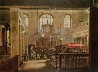 Bevis Marks synagoga, ca 1817 (wc på papper)